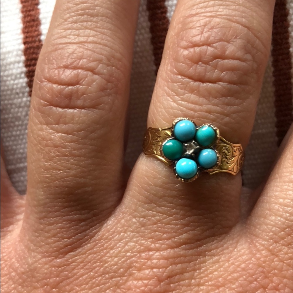 Antique stunning Georgian turquoise, gold ring
